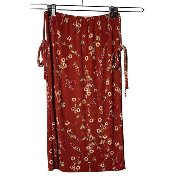 Danielle Bernstein By WeWoreWhat Roses And Daisies Pull On Tie Skirt Medium New - Picture 2 of 12
